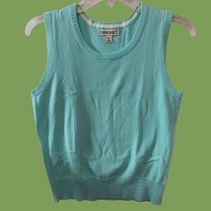 Cherokee Womens Sleeveless Aqua Sweater Vest Medium